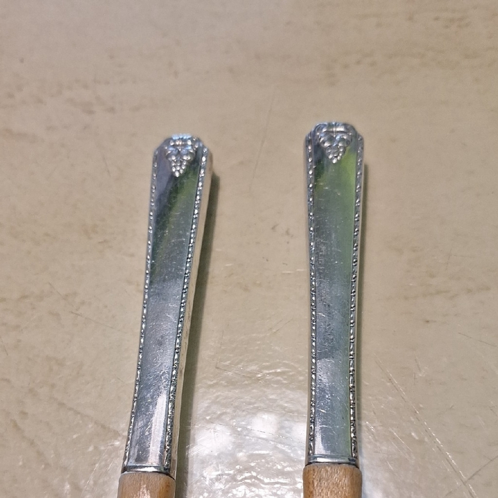 Prestige Silver and Wood Salad Fork & Spoon - Picture 3 of 11